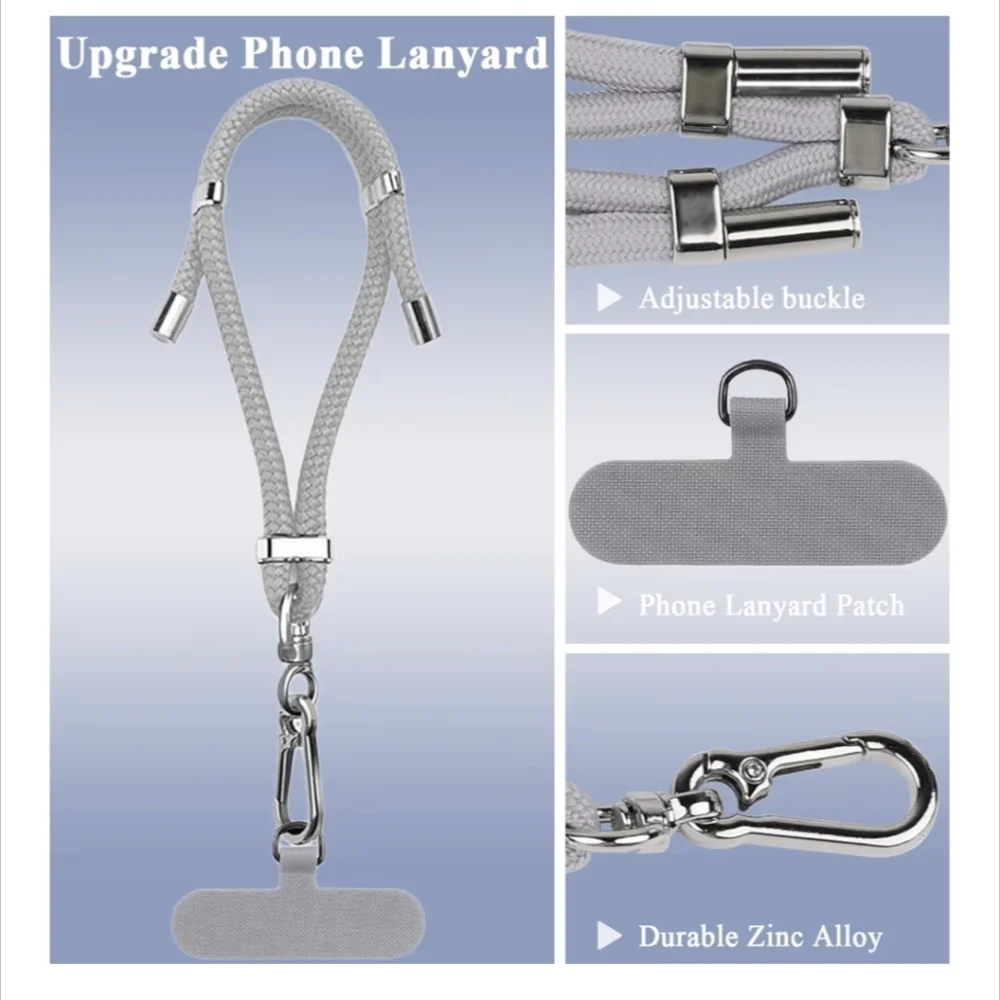 Adjustable Gray Lanyard Set with Pouch